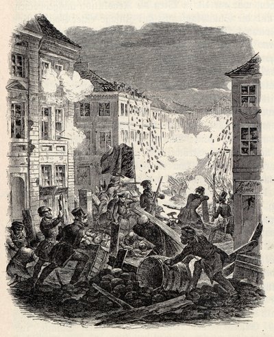 Barrikaaditaistelut Cöllnin kaupungintalolla Berliinissä yöllä 18.–19. maaliskuuta 1848. tekijältä Robert Kretschmer