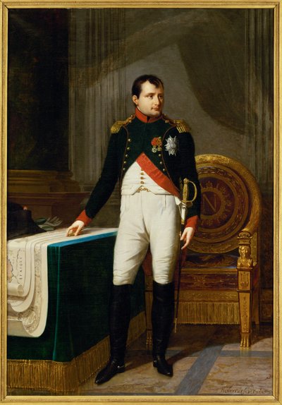 Keisari Napoleon I Chasseurs a cheval de la garde -joukkojen everstinä ... (maalaus kankaalle) tekijältä Robert Lefevre