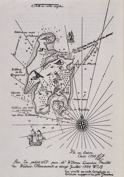 Kartta saaresta Tresorissa (merirosvot?) tekijältä Robert Louis Stevenson