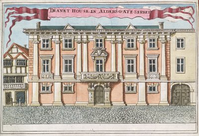 Thanet House Aldersgate Streetillä, kirjasta "A Book of the Remarkable Places in and about the Remarkable Places in and about the London", n. 1700 tekijältä Robert Morden