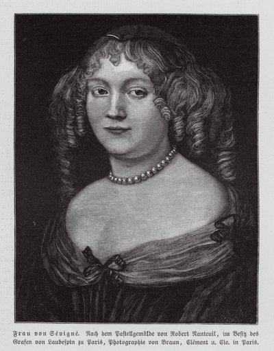 Madame de Sevigne, ranskalainen kirjailija (kaiverrus) tekijältä Robert Nanteuil