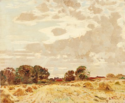 Harvest At the Knowes, East Linton (öljy kankaalle) tekijältä Robert Noble