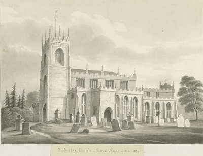 Penkridge Church: seepiapesupiirustus, 1831 tekijältä Robert Noyes