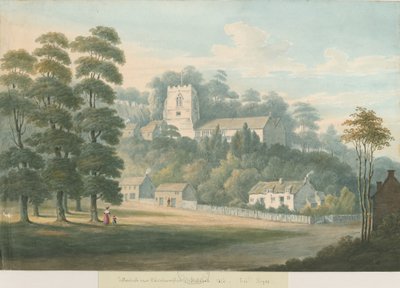 Tettenhallin kirkko ja kylä: akvarellimaalaus, 1826 tekijältä Robert Noyes