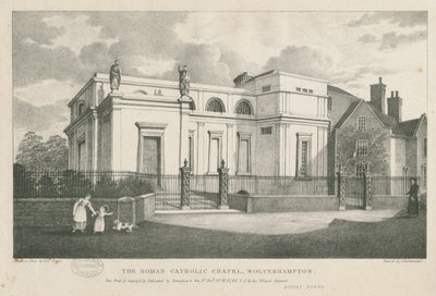 Wolverhampton - Roomalaiskatolinen kappeli: litografia, nd [c 1844] tekijältä Robert Noyes