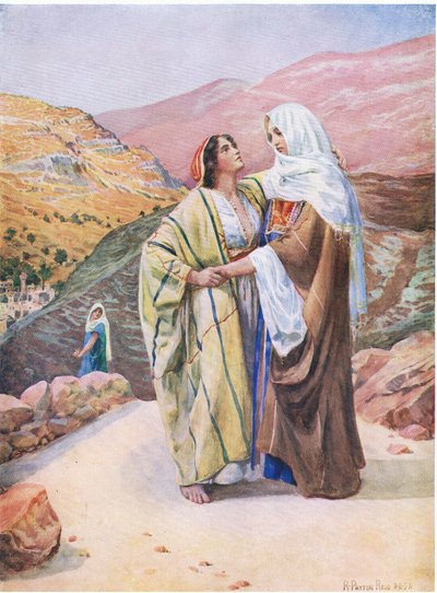 Ruut ja Noomi, Thomas Nelsonin julkaisemasta Raamatun kuvakirjasta (The Bible Picture Book), n. 1950. tekijältä Robert Payton Reid