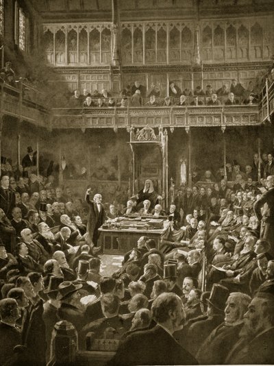 Gladstone esittelee Home-Rule Bill, helmikuu 1893 tekijältä Robert Ponsonby Staples