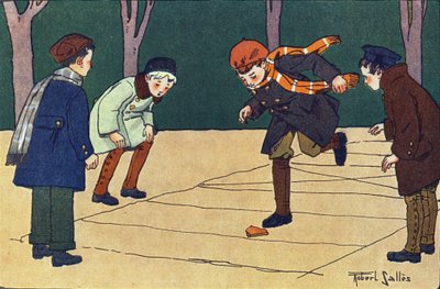 Marelle. Kaiverrus "" Mitä me pelaamme? E. Weberin "" Robert Sallesin (1871-1929) akvarellipiirroksilla. Librairie Garnier Freres, Pariisi tekijältä Robert Salles