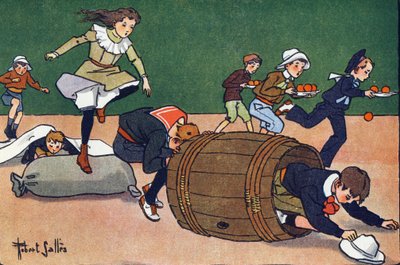 Estekilpailu. Kaiverrus "" Mitä me pelaamme? E. Weberin "" Robert Sallesin (1871-1929) akvarellipiirroksilla. Librairie Garnier Freres, Pariisi tekijältä Robert Salles
