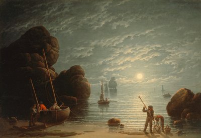 Moonlight Coastal Scene tekijältä Robert Salmon