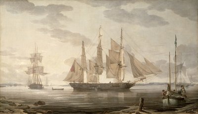 Laivat satamassa, 1805 tekijältä Robert Salmon
