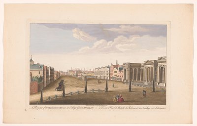 Näkymä parlamenttitalolle College Green Squarella Dublinissa Mahdollisuus parlamenttitaloon College Greenissä, Dublinissa (otsikko esineessä) tekijältä Robert Sayer (possibly)
