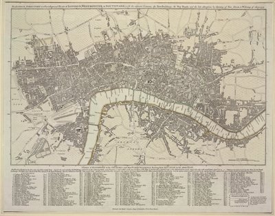 Lontoon, Westminsterin ja Southwarkin suunnitelma tekijältä Robert Sayer