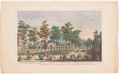 Näkymä Rotundalle Ranelagh Gardensissa Lontoossa Näkymä Rotundoon, taloon ja puutarhoihin jne. Ranelaghissa (otsikko esineessä) Ranelagh Gardens ja Vauxhall Gardens (sarjan nimi) tekijältä Robert Sayer