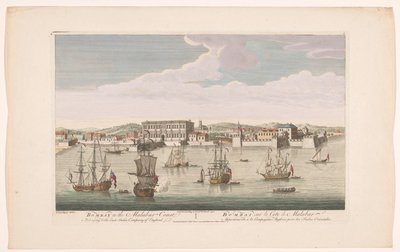 Näkymä Bombayn kaupunkiin Bombay Malabarin rannikolla, joka kuuluu East India Company of Englandille (otsikko esineessä) VOC-ratkaisut (sarjan nimi) tekijältä Robert Sayer