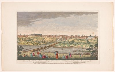 Gezicht op de stad Madrid Yleiskuva Madridin kaupungista, Espanjan kuningaskunnan pääkaupungista (otsikko esineessä) Madrid en Lissabon (sarjan nimi) tekijältä Robert Sayer