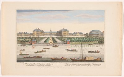 Näkymä Royal Hospital Chelseasta ja Rotundasta Ranelagh Gardensissa Lontoossa Näkymä Chelsean kuninkaallisesta sairaalasta ja Rotundasta Ranelaigh Gardensissa (otsikko esineessä) Lontoo (sarjan nimi) tekijältä Robert Sayer