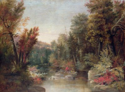 Fall Fisherman (öljy kankaalle) tekijältä Robert Seldon Duncanson