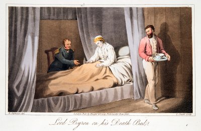 Lord Byron kuolinvuoteella, pub. 1825. tekijältä Robert Seymour