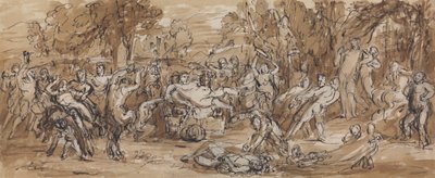 Kuvatutkimus Bacchanalia-juhlasta metsämaisemassa tekijältä Robert Smirke