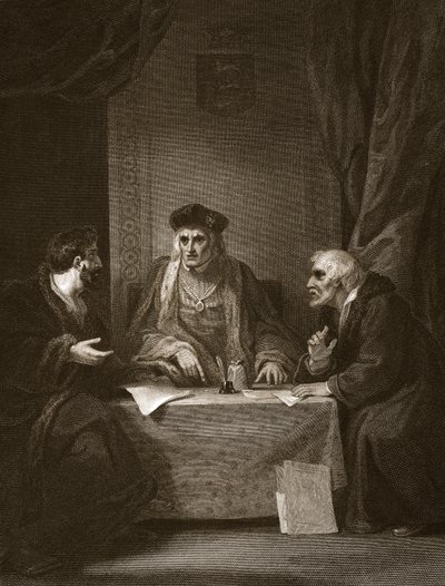 Henrik VII Empsonin ja Dudleyn kanssa, kaiverrettu Worthingtonin toimesta, kuvitus David Humen teoksesta 