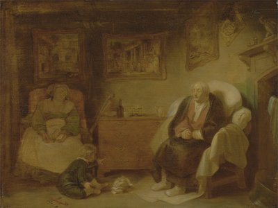 Ihmisen seitsemän aikakautta: Toinen lapsellisuus, II näytös, kohtaus vii William Shakespearen "As You Like It" -kappaleesta (kynä & muste ja öljy paperille) tekijältä Robert Smirke