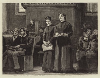 Blind Girls laulaa, sketch Royal Normal College of Musicissa, Upper Norwoodissa tekijältä Robert Walker Macbeth