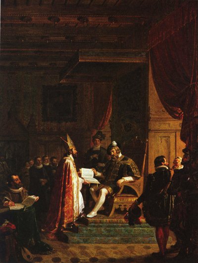 Mikael Agricola esittelee Suomen uuden kirjaston kuningas Kustaa Vaasalle. tekijältä Robert Wilhelm Ekman