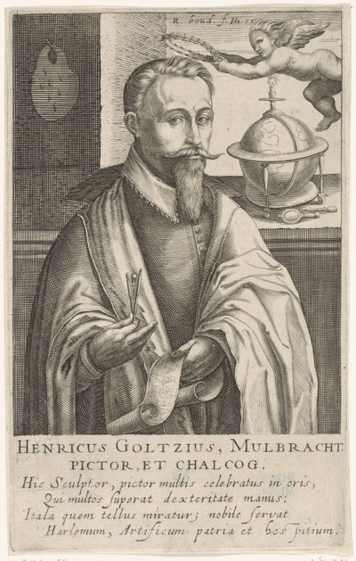 Hendrik Goltziuksen muotokuva, n. 1610 (kaiverrus) tekijältä Robert Willemsz de Baudous