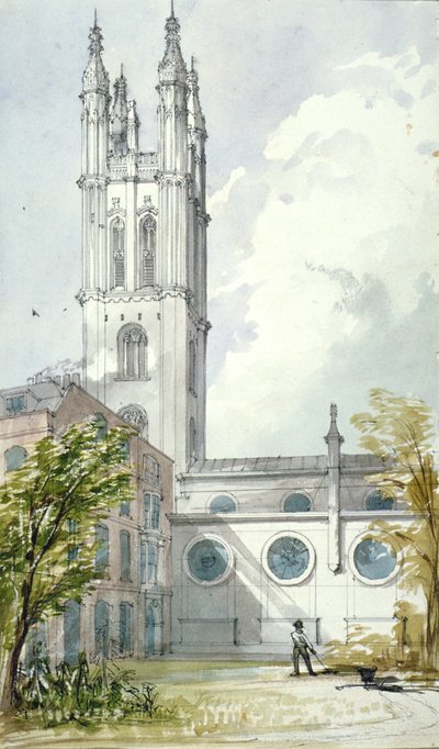 Pyhän Mikaelin kirkko, Cornhill, Lontoo, 1837 tekijältä Robert William Billings