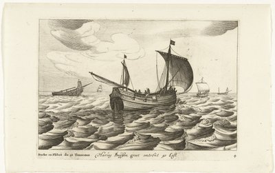 Haringbuizen Haring Buyssen groot noin 40 Last / Buche ou Flibot de 40 Tonneaux (otsikko esineessä) Hollandse scheepstypen, 1627 (sarjan nimi) Eri alukset Don ton se sert dans les Uniesin maakunnat / Eri hollantilaisten laivojen kuvakkeet, joiden käyttö tekijältä Robert de Baudous (possibly)