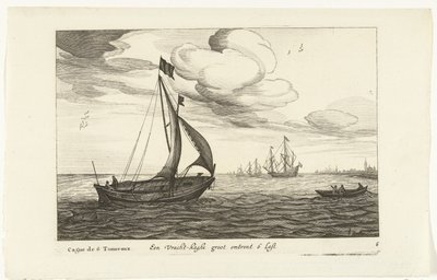 Vrachtkagen Een Vracht-kaghe groot noin 6 Last / Cague de 6 Tonneaux (otsikko esineessä) Hollandse scheepstypen, 1627 (sarjan nimi) Eri alukset Don ton se sert dans les United Provinces / Icons of Various Dutch Ships, joiden käyttö on enimmäkseen tekijältä Robert de Baudous (possibly)