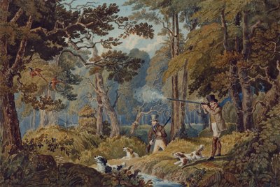 Partridge-ammunta lähellä Windsoria (värilitho) tekijältä Robert the Elder Havell