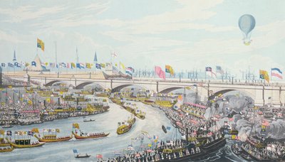Kuningas William IV:n ja kuningatar Adelaiden New London Bridgen avaaminen, 1831 tekijältä Robert the Elder Havell