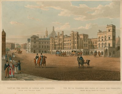 Näkymä Houses of Lords and Commonsille Old Palace Yardista tekijältä Robert the Elder and Younger Havell