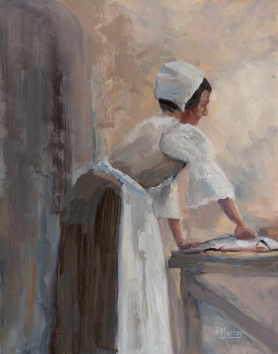 Äiti keittiössä, 2017 (öljy paneelille) tekijältä Roberta Murray