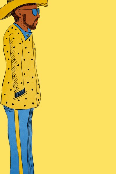 Keltainen pukumies, 2022 (digitaalinen) tekijältä Roberta Murray