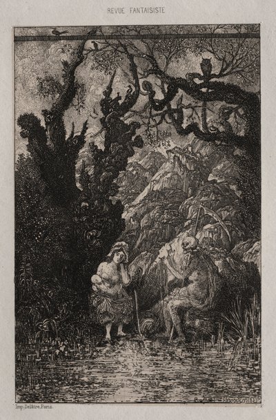 Kuolema ja nuori äiti, 1861. tekijältä Rodolphe Bresdin