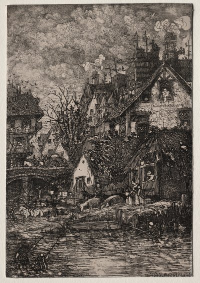 Sisäänkäynti kylään, 1861. tekijältä Rodolphe Bresdin
