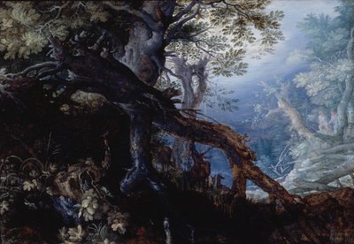 Metsä ja peura, noin 1608-10 (öljy paneelille). tekijältä Roelandt Jacobsz. Savery