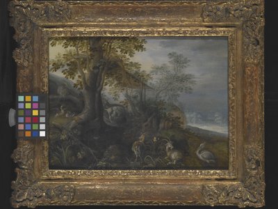 Maisema eläinten kanssa (öljy puulle) tekijältä Roelandt Jacobsz. Savery
