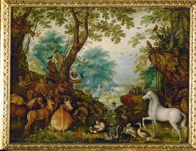 Orfeus eläinten keskellä (maalaus kuparille) tekijältä Roelandt Jacobsz. Savery