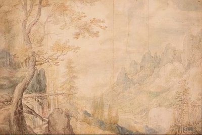 Pd.696-1963 Alpine Landscape, n.1606-7 (liitu, akvarelli) tekijältä Roelandt Jacobsz. Savery