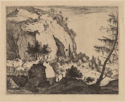 Kalliomaisema kuusen kanssa: pl.4 tekijältä Roelant Roghman and Melchior Küsel