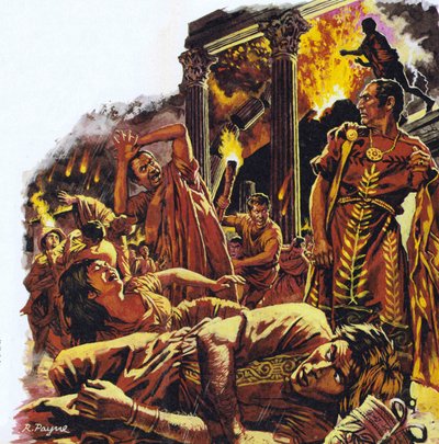 Pompeji Vesuviuksen purkauksen aikana (värilitografia) tekijältä Roger Payne
