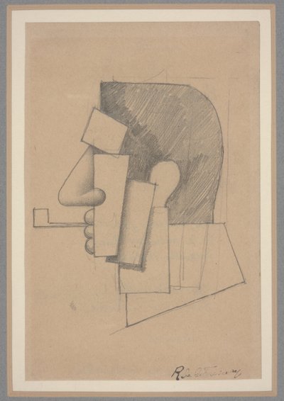 Kubistin pää, n. 1915-20 (kynä paperille) tekijältä Roger de La Fresnaye