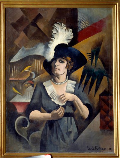 Muotokuva Liisasta isossa hatussa. Roger De La Fresnayen maalaus (1885 - 1925) tekijältä Roger de La Fresnaye