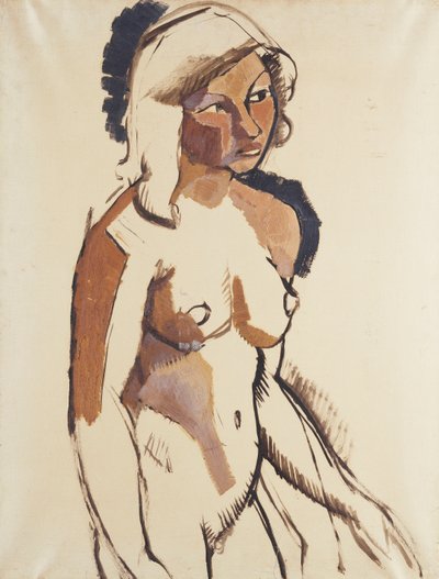 Italialainen tyttö, kolme neljäsosaa, katsoen oikealle; Italialainen nainen, Kolmen neljänneksen näkymä oikealle, n. 1910-11 tekijältä Roger de La Fresnaye