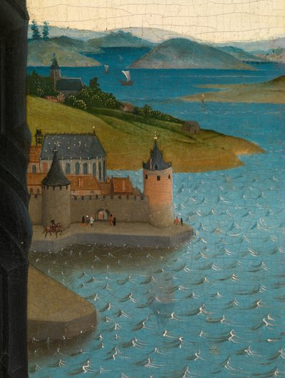 Yksityiskohta Pyhän Luukkaan piirtämisestä Neitsyen muotokuvaa (öljy paneelissa) tekijältä Rogier van der (after) Weyden