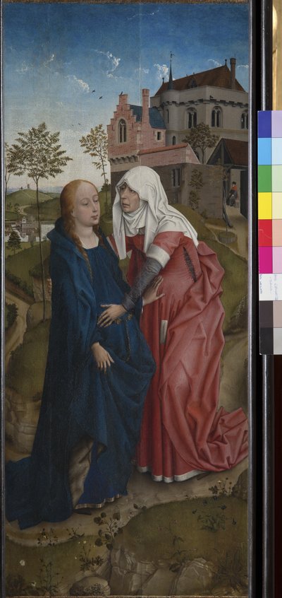 Vierailu, n. 1435 (tempera ja öljy puulle) tekijältä Rogier van der (workshop of) Weyden